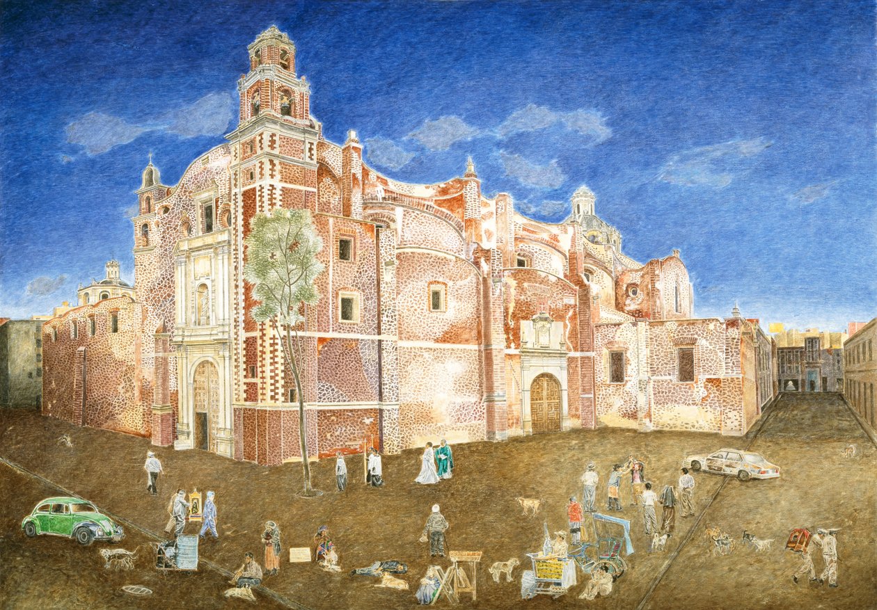 Harc nők a Santa Catarina templomon kívül, 2001 alkotó: James Reeve