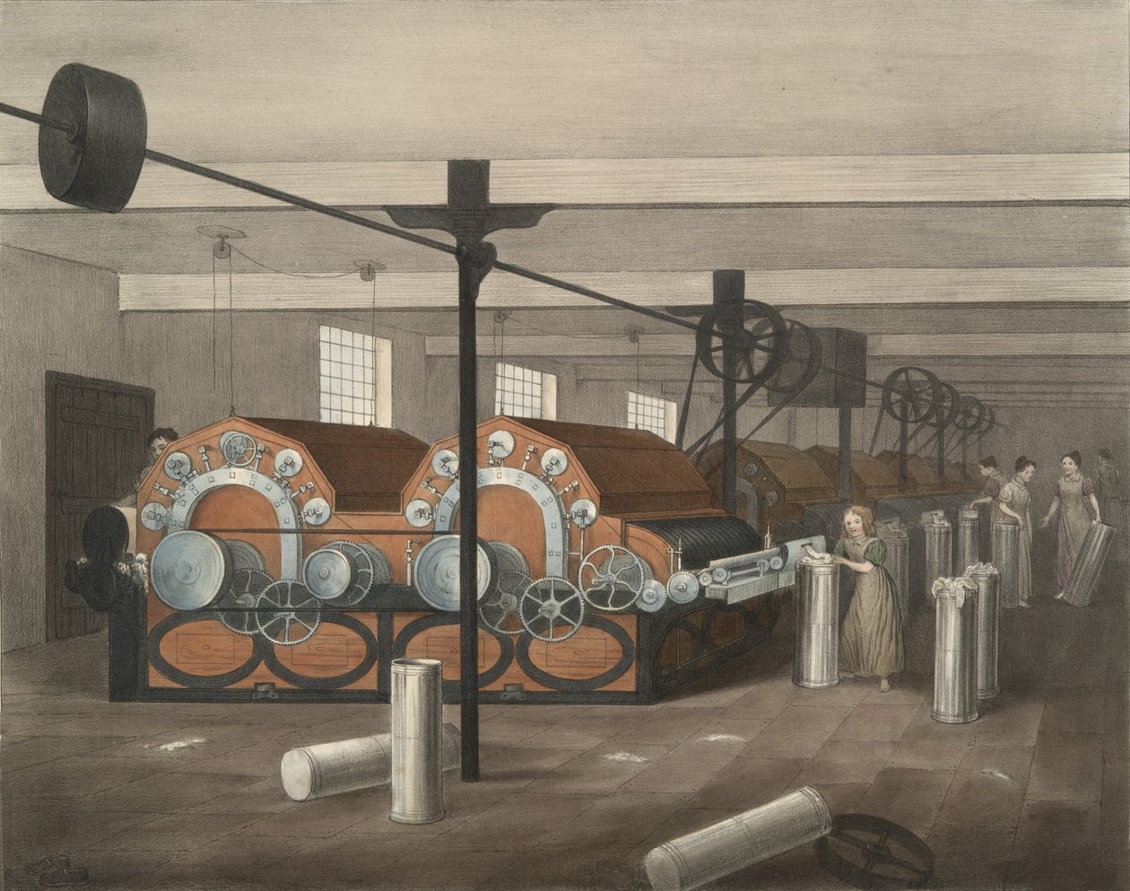 Kártolás, Progress of Cotton No. 4, pub. 1840 alkotó: James Richard Barfoot