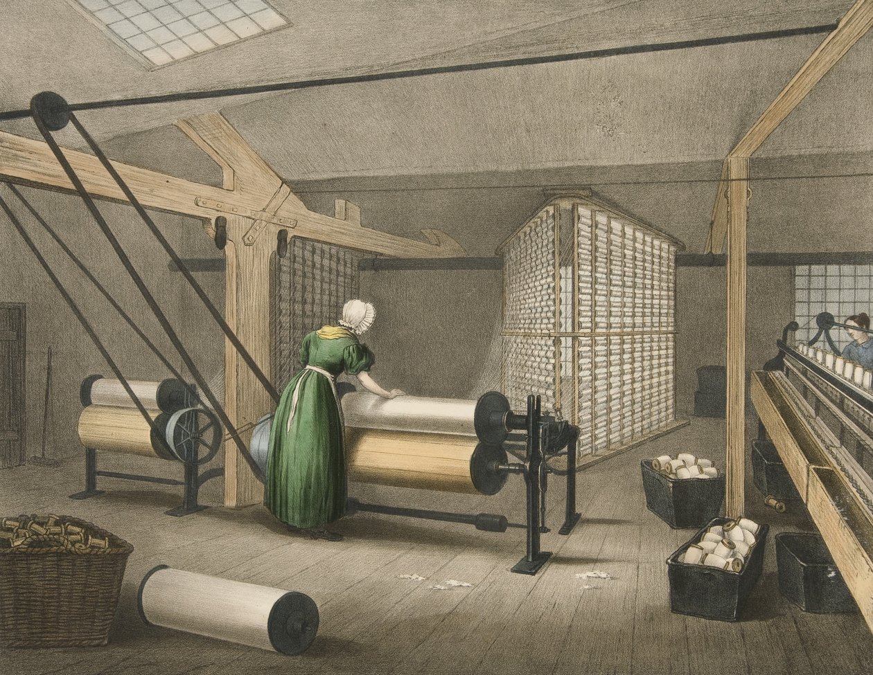 Vetedés és tekercselés, Progress of Cotton No. 8, pub. 1840 alkotó: James Richard Barfoot