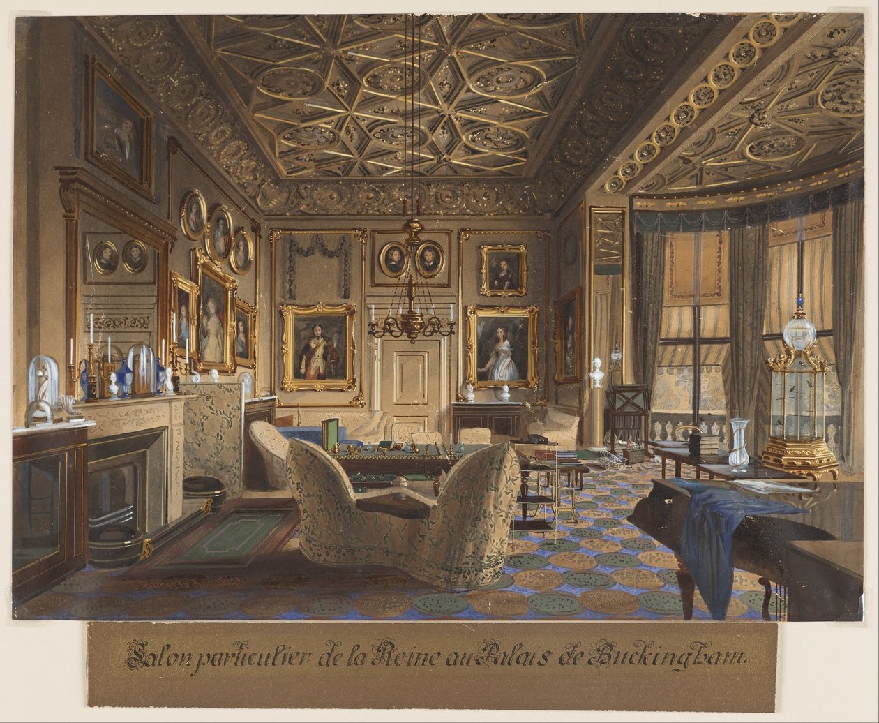 A királynő privát szobája a Buckingham -palotában. (A királynő ülősarka a Buckingham -palotában) alkotó: James Roberts