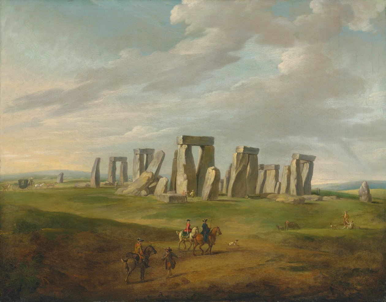Stonehenge kocsival és lovas utazókkal alkotó: James Ross