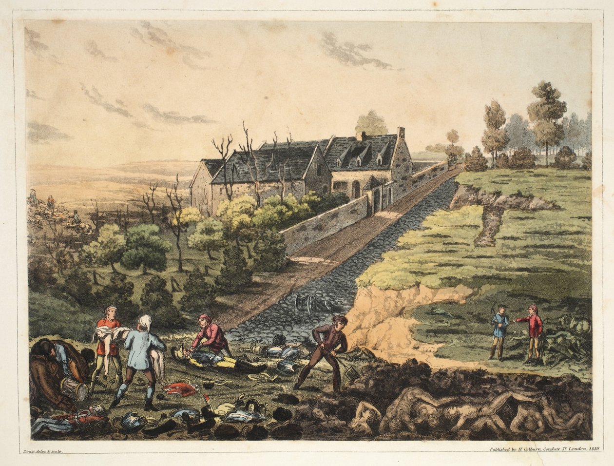 A La Haye Sainte-i farm elölnézete alkotó: James Rouse