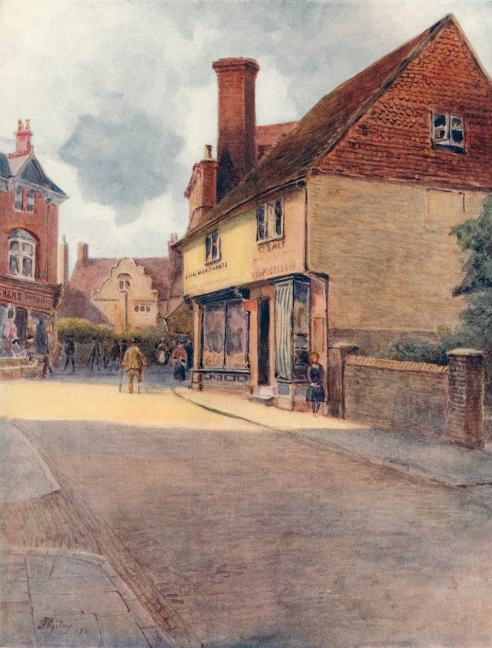 "Bridge Street Corner, Godalming", 1911, 1914 alkotó: James S Ogilvy