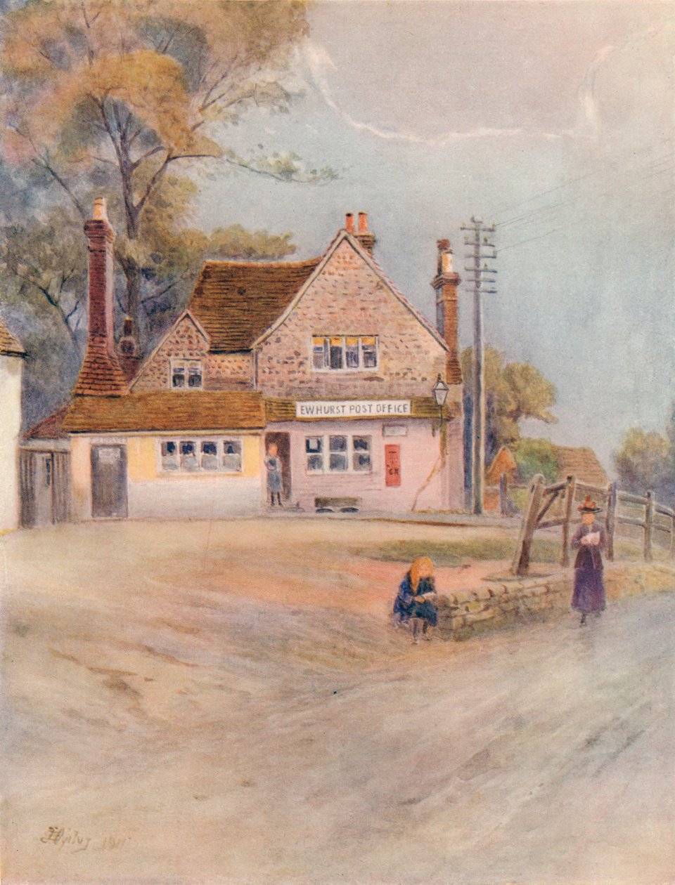 „Ewehurst Post Office”, 1911, 1914 alkotó: James S Ogilvy