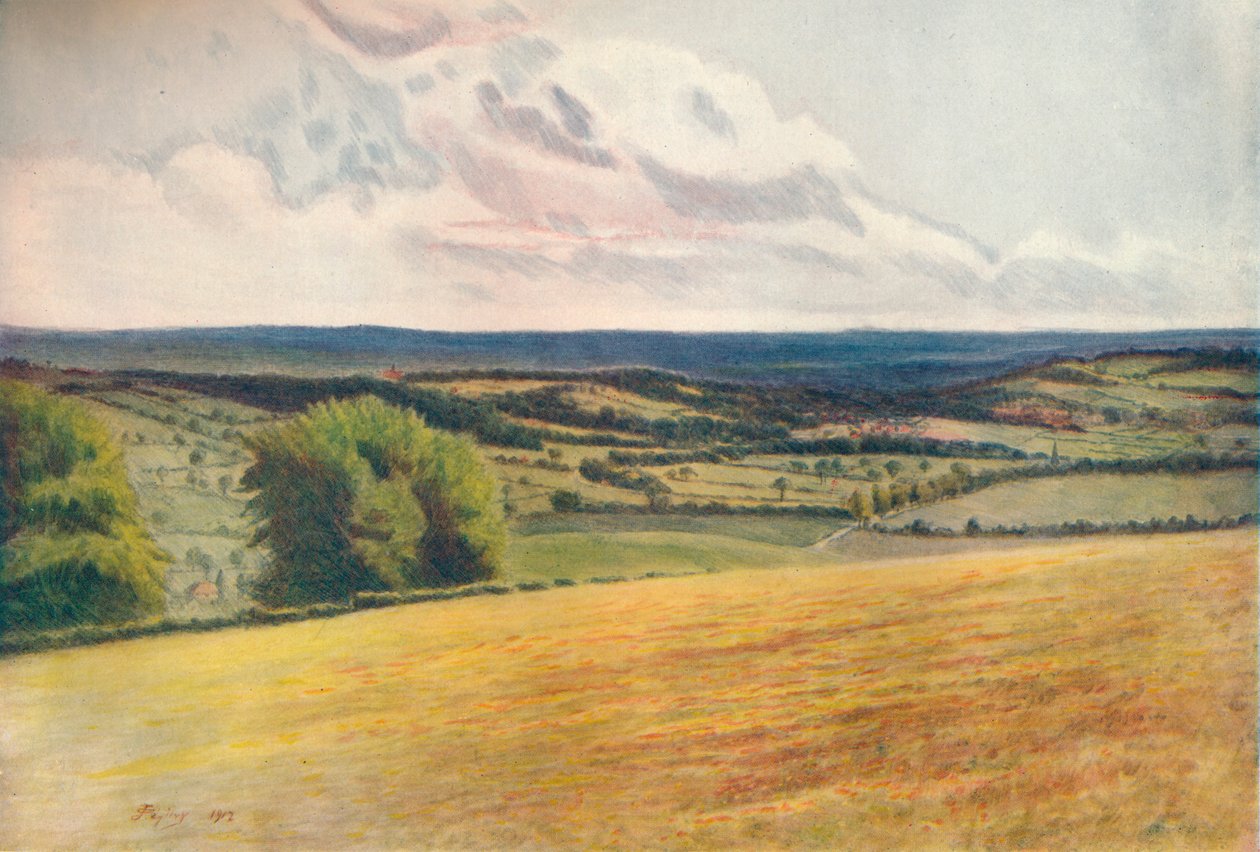 "Kilátás a templomkertből, Tatsfield", 1912, 1914 alkotó: James S Ogilvy