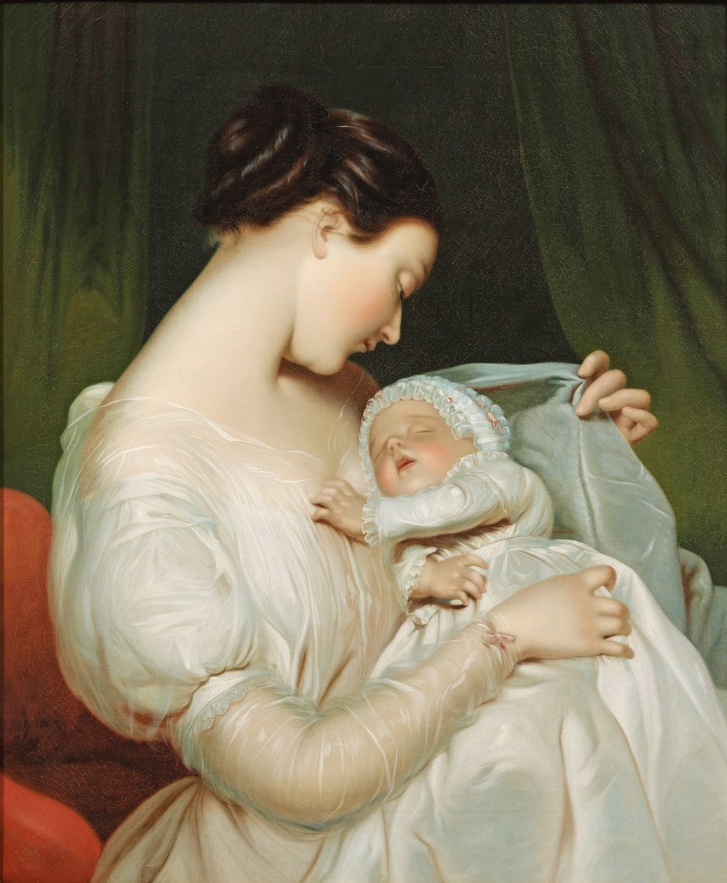 James Sant - A művész feleségének, Elizabeth-nek a portréja lányával alkotó: James Sant