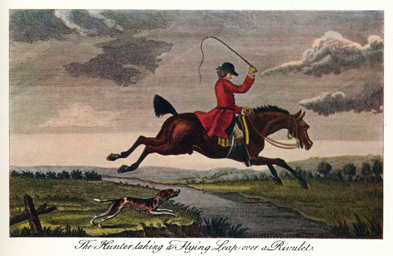 A vadász repülő ugrással egy patak fölött, c1740, 1922 alkotó: James Seymour