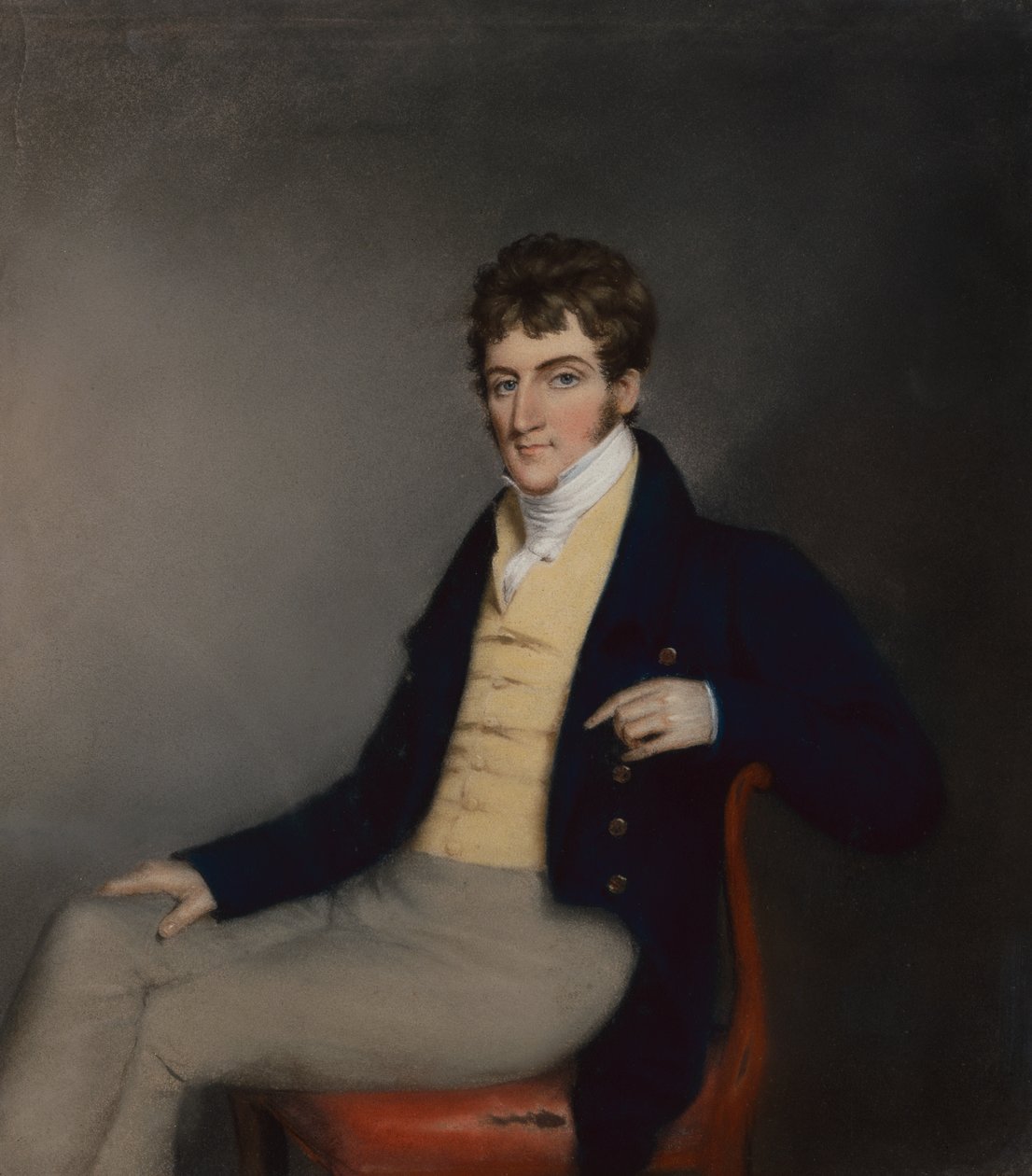 Egy úriember portréja sárga mellényben, 1795 körül (pasztell, papír) alkotó: James Sharples