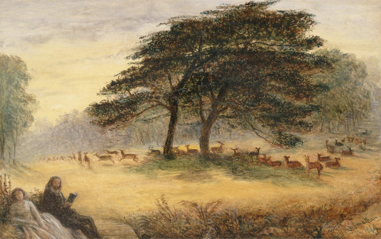 Szerelmesek a Richmond Parkban (Windsor Park) (olaj, panel) alkotó: James Smetham
