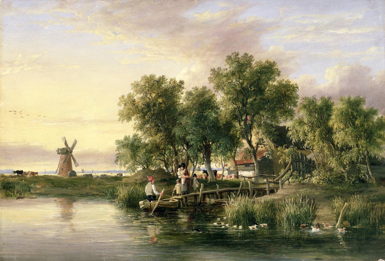 Napsütötte Norfolk folyó táj alkotó: James Stark