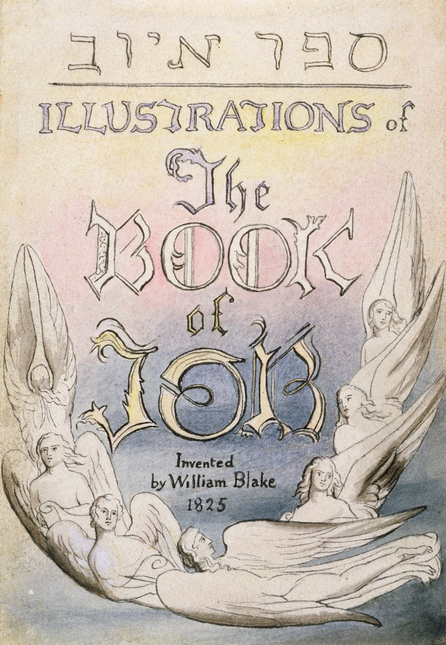 Címlap a „Jób könyvének illusztrációiból”, 1. oldal, William Blake (1757-1827) nyomán (wc tollal és tintával) alkotó: James Thomas Linnell