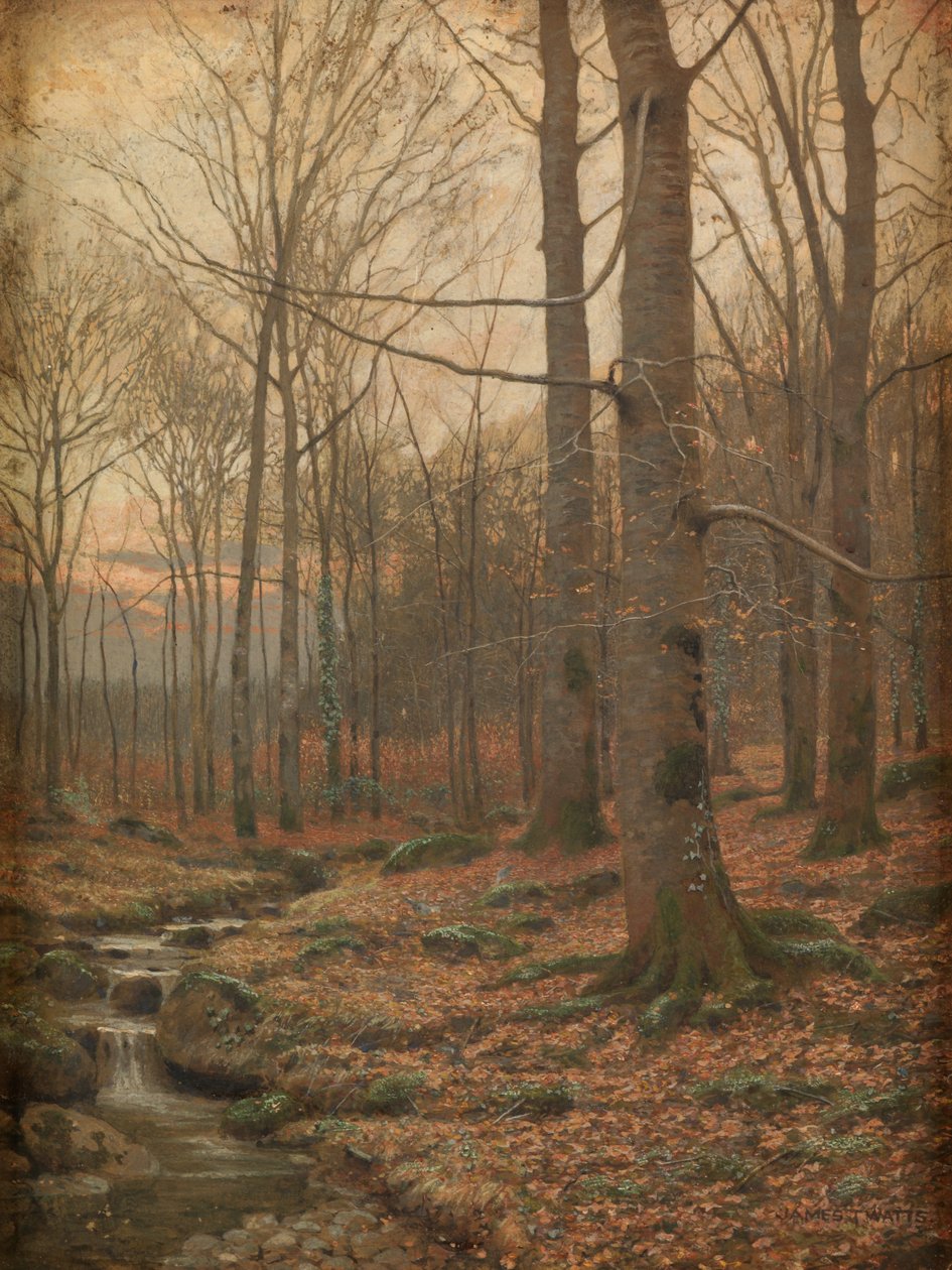 Tél az erdőben, Betws-y-Coed (akvarell és testfesték) alkotó: James Thomas Watts