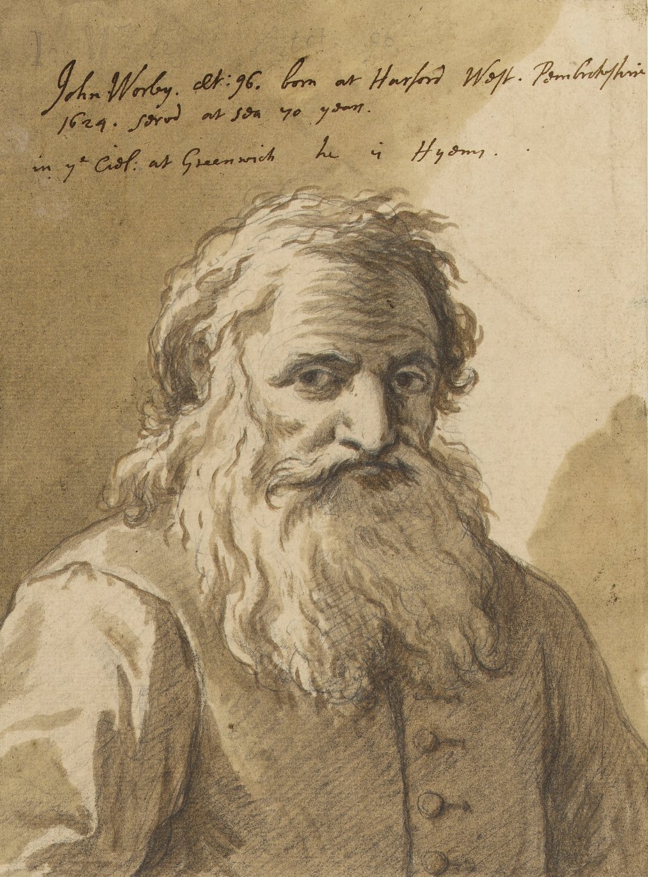 John Worley (1624-1721), 1720 körül (grafit, mosás, barna) alkotó: James Thornhill