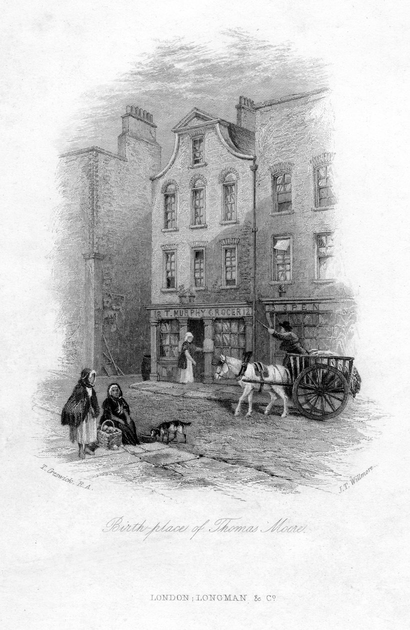 Thomas Moore születési helye, Dublin, XIX. század. alkotó: James Tibbitts Willmore
