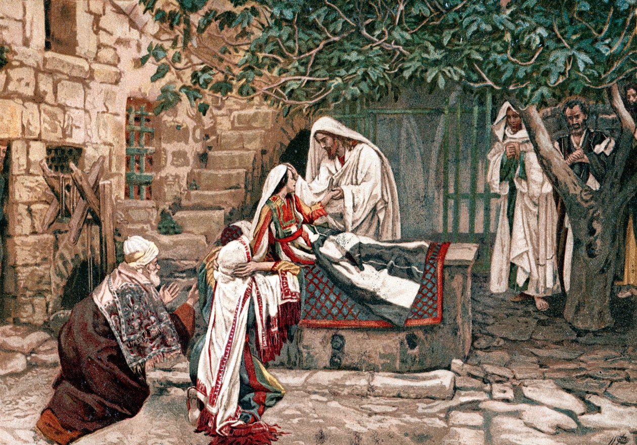 Krisztus feltámasztja a halálból Jairus, a zsinagóga kormányzójának lányát, 1897 alkotó: James Tissot