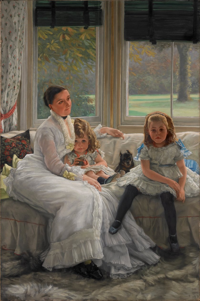 Catherine Smith Gill asszony és két gyermeke portréja alkotó: James Tissot