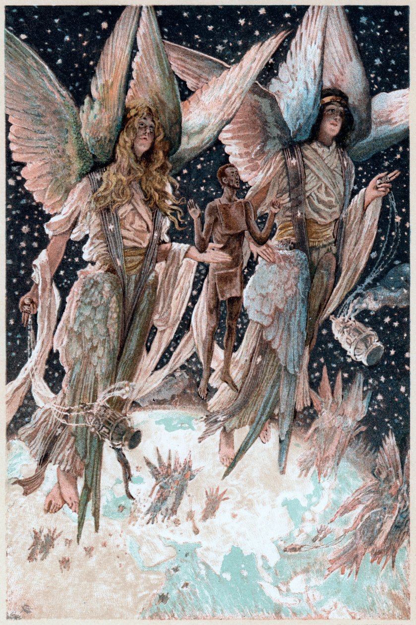 A bűnbánó tolvaj lelke, akit angyalok vittek a Paradicsomba égő tömjénezőkkel, 1897 alkotó: James Tissot