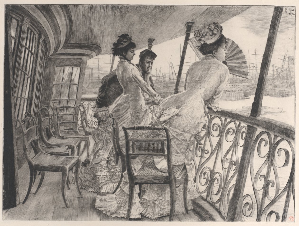 A galéria H.M.S. Kalkuttai emléktárgy egy bálról a La galerie du Calcutta fedélzetén..., 1876. alkotó: James Tissot