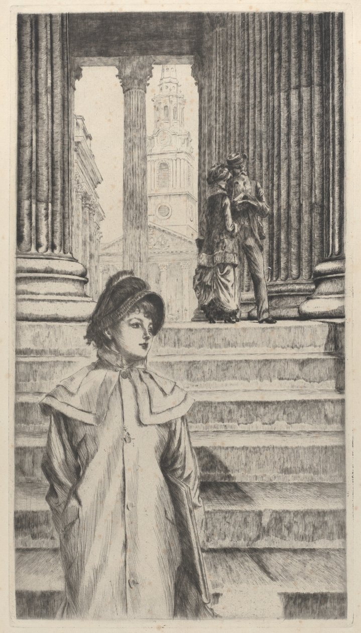 A National Gallery portikusa, London, 1878. alkotó: James Tissot