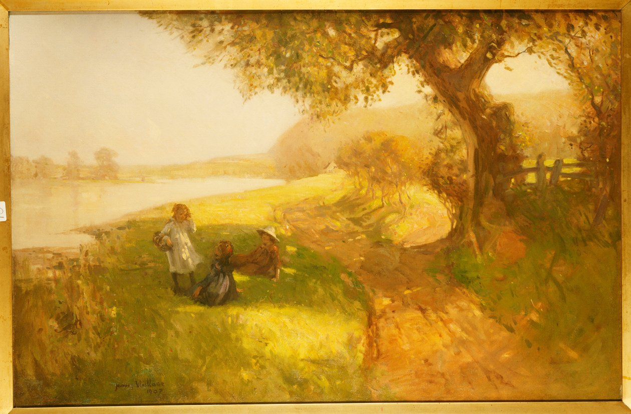 Nyári nap – Gyermekek a Tweed partján, 1907 alkotó: James Wallace