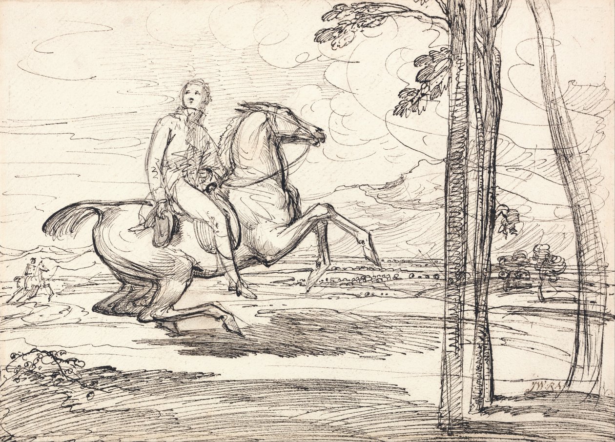 Lovas a tájban: Theophilus Levett rókavadászat a Wychnor Parkban" című képhez készült. alkotó: James Ward