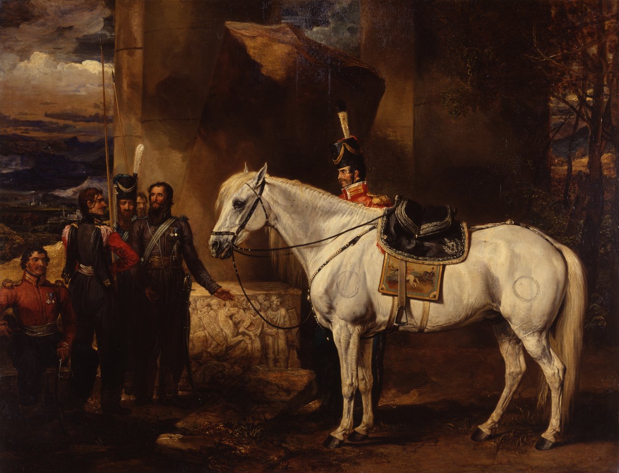 Platoff gróf kedvenc töltője és öt kozákja, 1815 körül (olaj, vászon) alkotó: James Ward