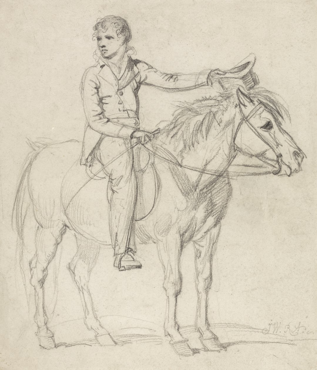 Lord Stanhope (1753-1816) pónilovagló fiúként (ceruza papíron) alkotó: James Ward