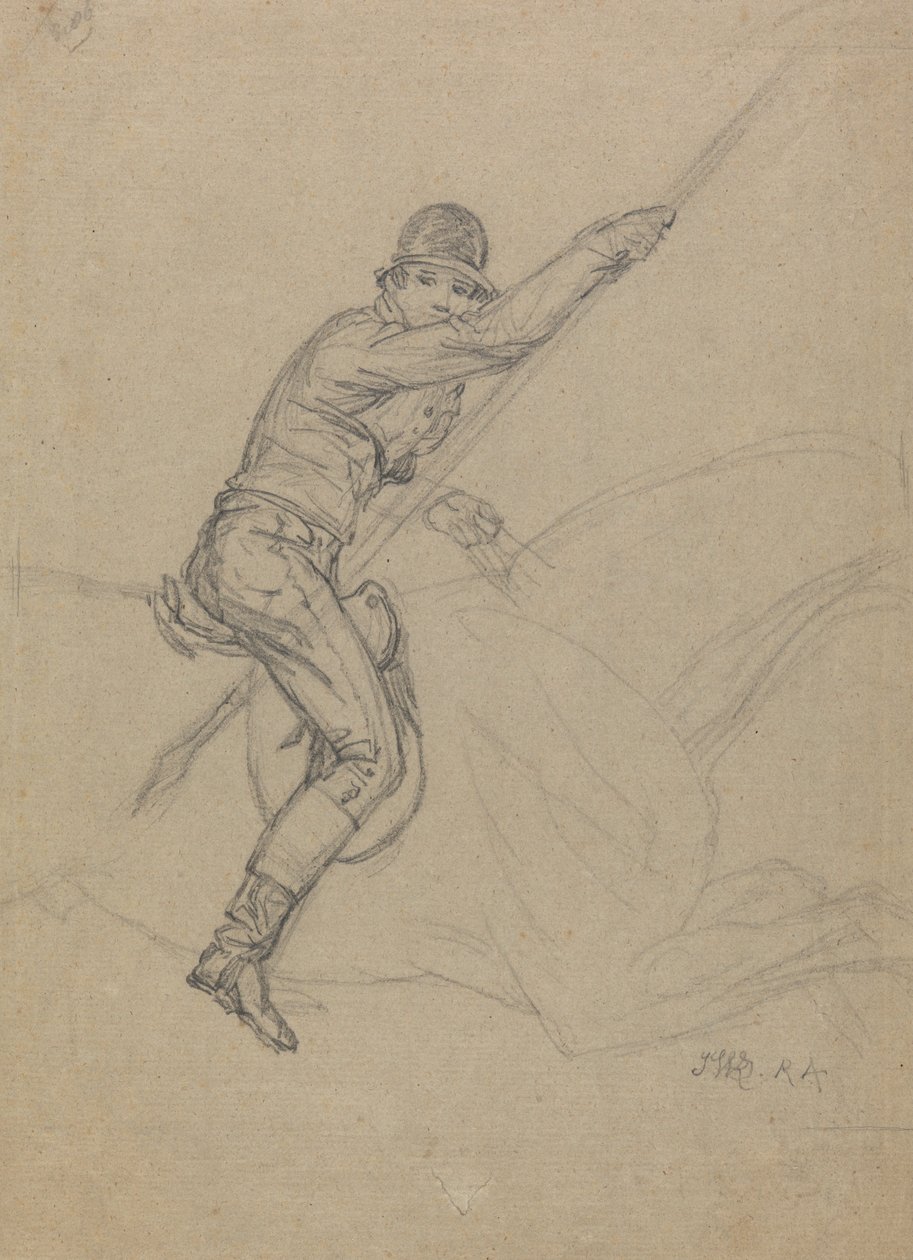 Sir Charles Blunt vadászik a vadkanra és menekül a tigris elől: tanulmány az 1815-ben készült négy Ward-festménysorozat egyikének tanulmányához alkotó: James Ward
