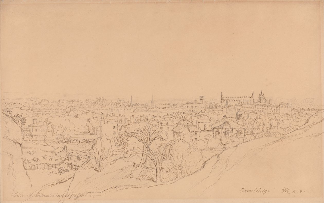 Tanulmány a Cambridge-i kilátáshoz a Castle Hillről alkotó: James Ward