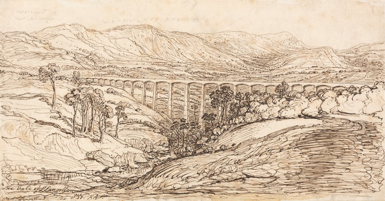 The Vale of Llangollen (toll és barna tinta, papír) alkotó: James Ward