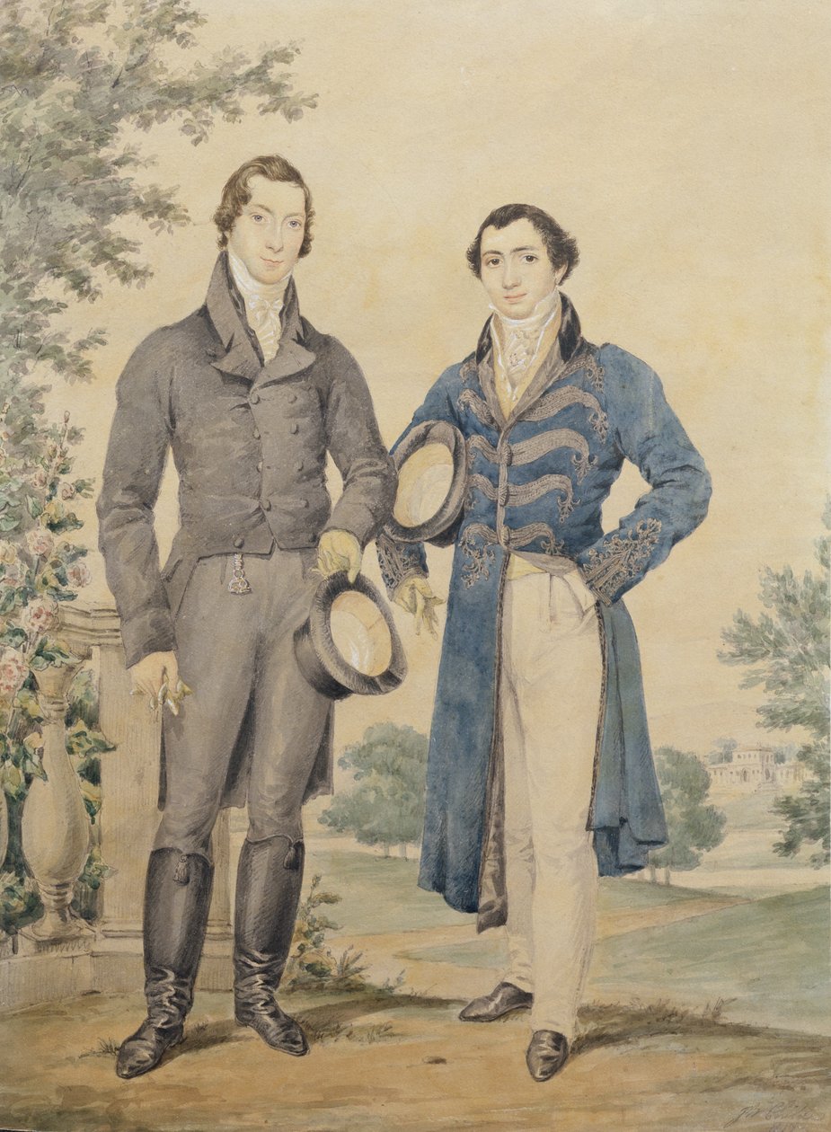 Két úriember portréja, 1817 (ceruza és wc, fehérrel kiemelve) alkotó: James Warren Childe