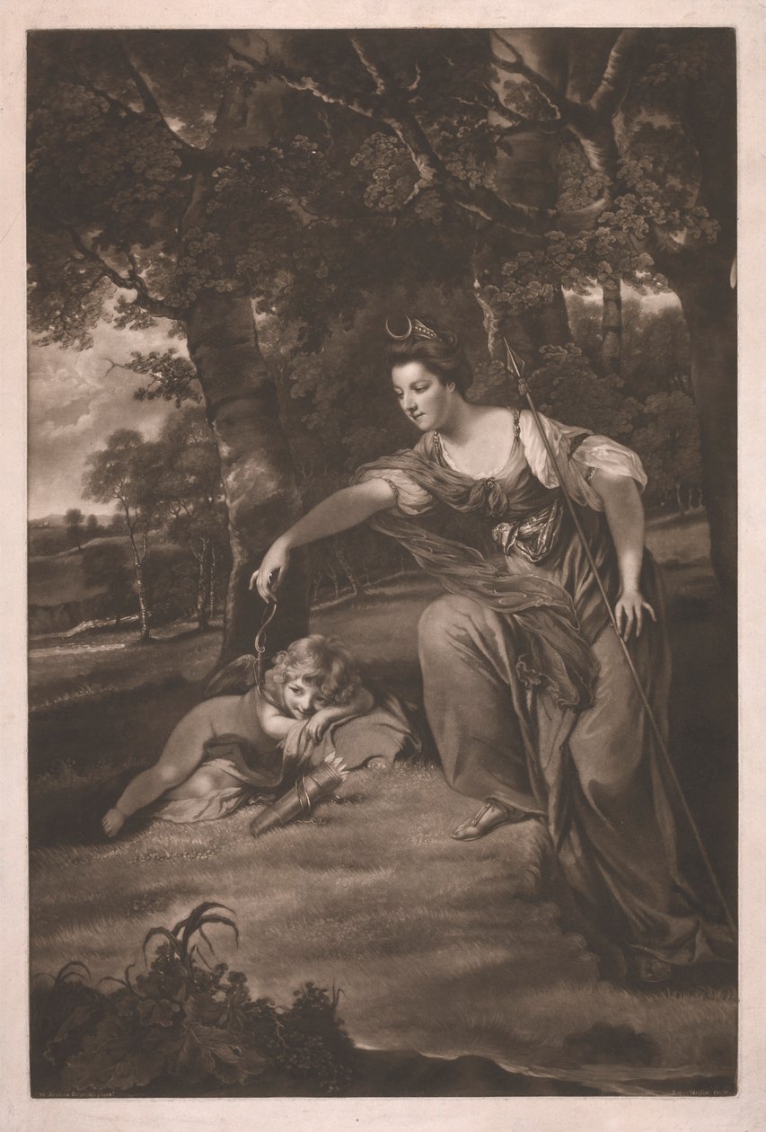 Manchester hercegnője fiával, George-al, Mandeville vikomttal, mint „Diana és Cupido” alkotó: James Watson