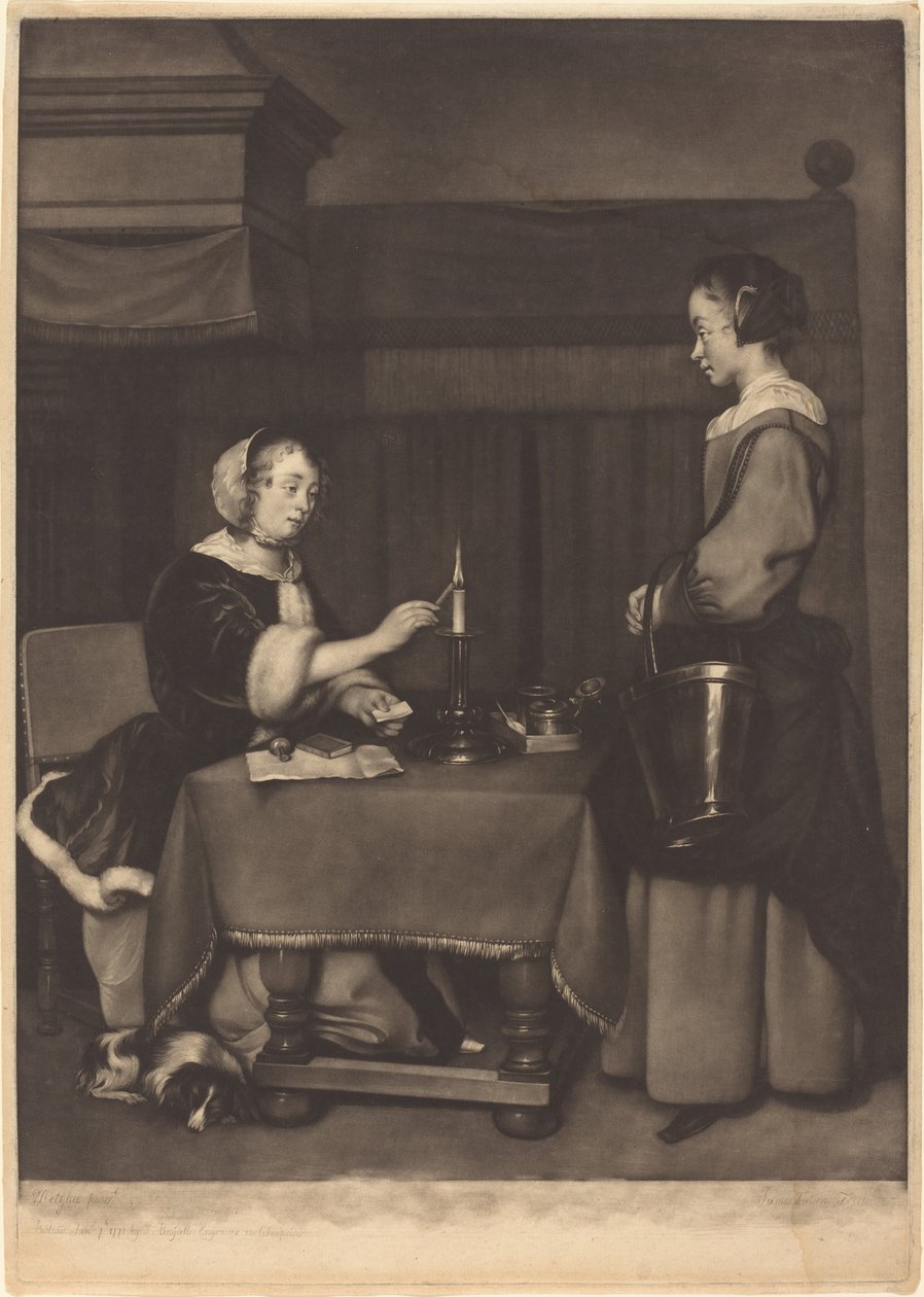 A női tudósító alkotó: James Watson after Gabriel Metsu