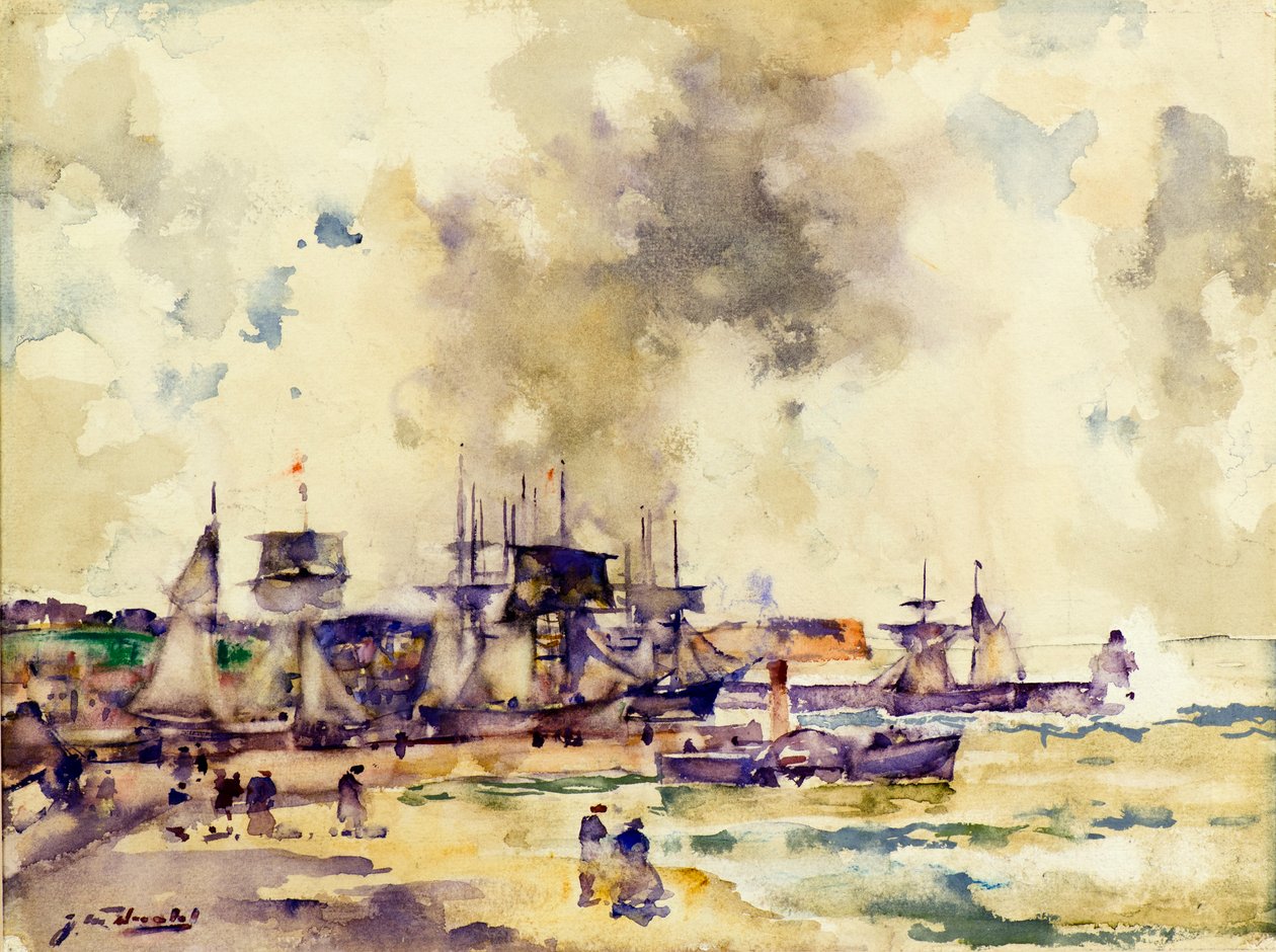 Arbroath Harbor (akvarell) alkotó: James Watterston Herald