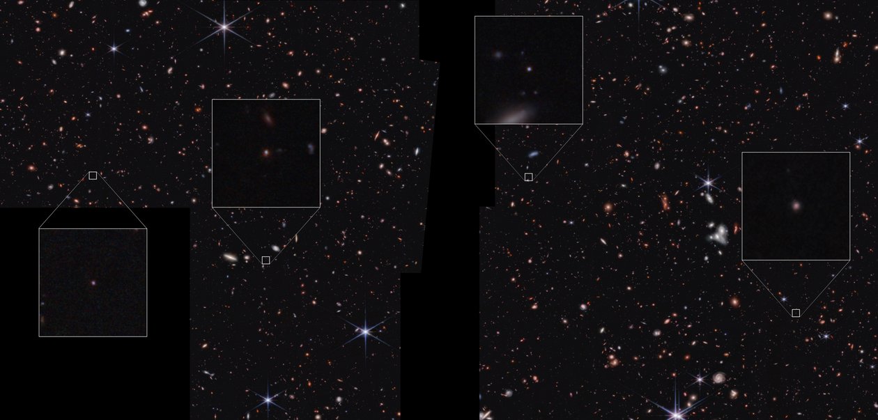 Galaxisok a CEERS-mezőben (NIRCam-felvétel) alkotó: James Webb Space Telescope (NASA)