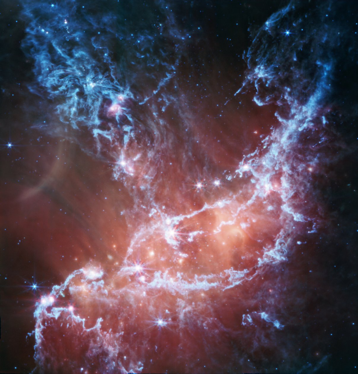 NGC 346 (MIRI kép) alkotó: James Webb Space Telescope (NASA)