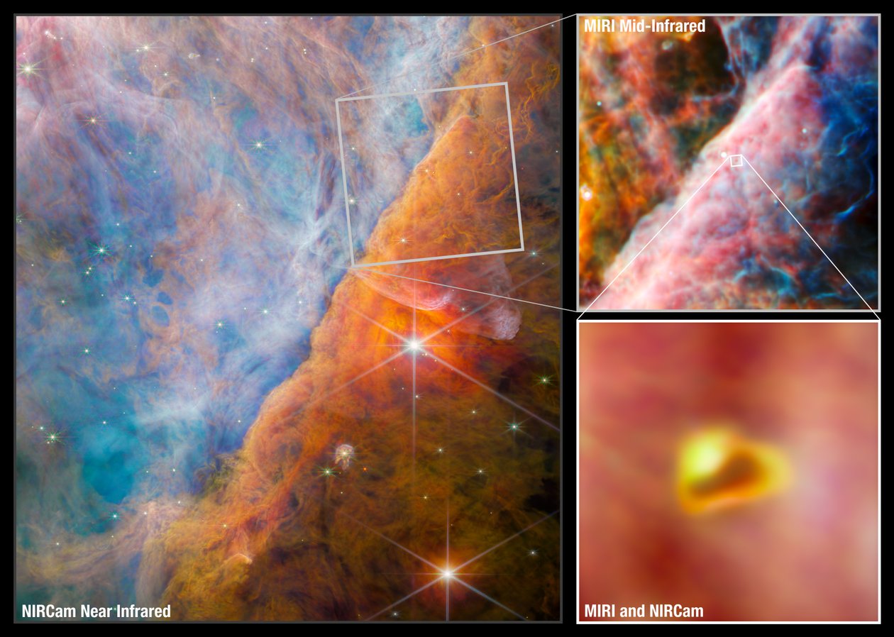 Orion Bar Collage (NIRCam és MIRI képek) alkotó: James Webb Space Telescope (NASA)