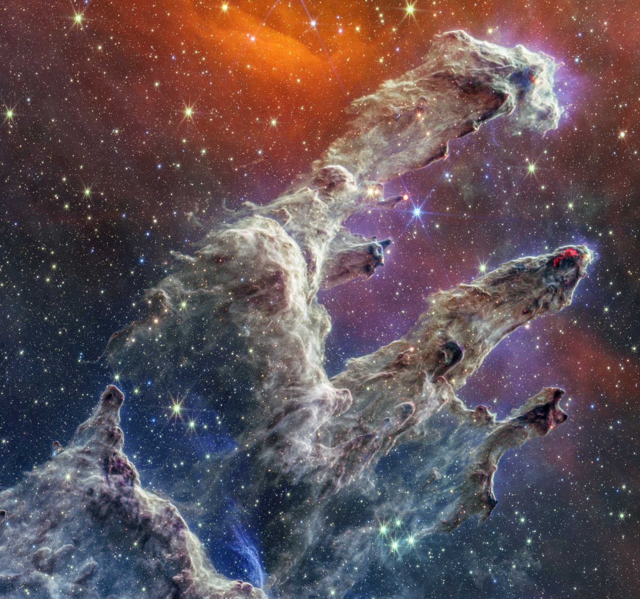 A teremtés pillérei (NIRCam és MIRI Composite) alkotó: James Webb Space Telescope (NASA)