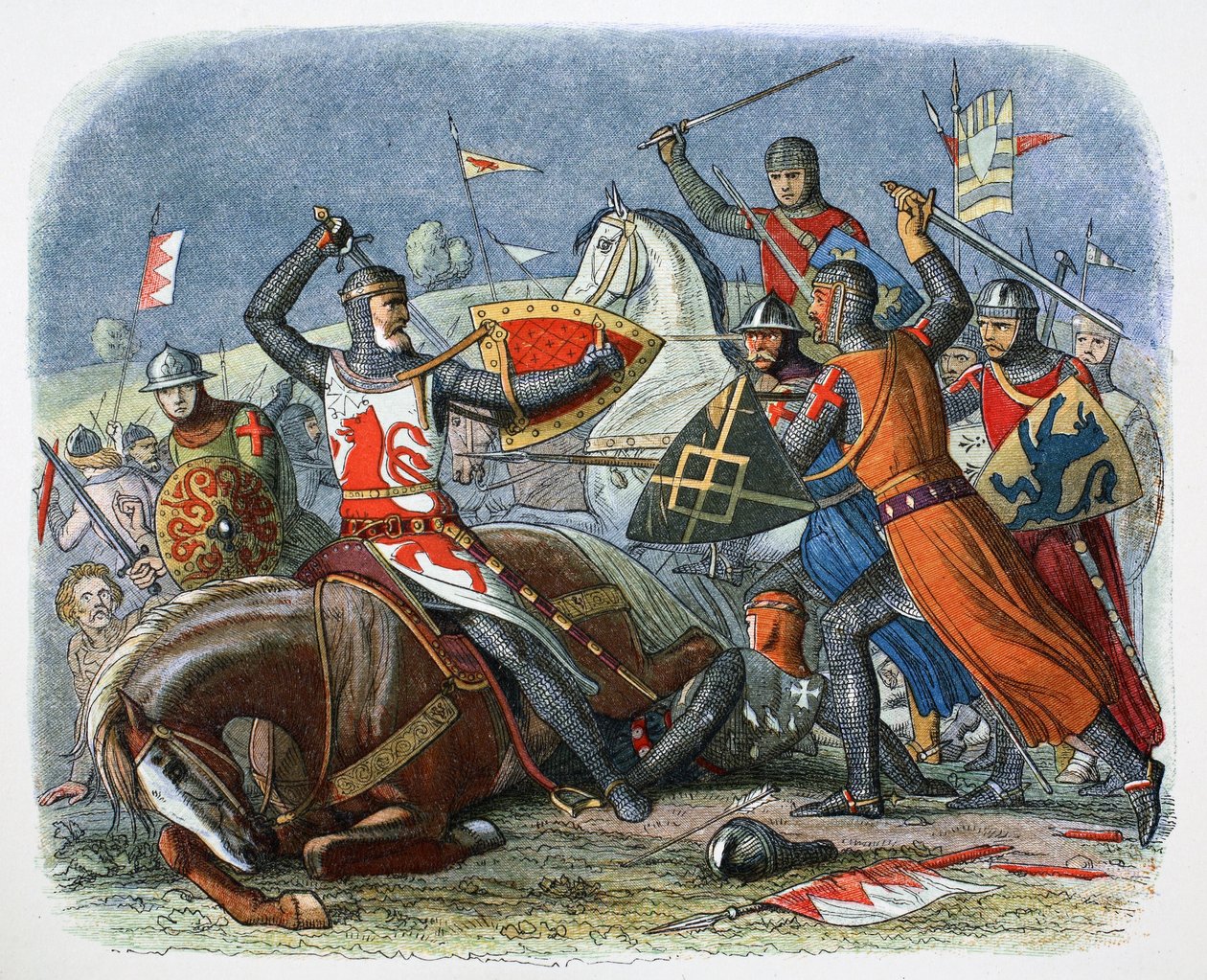 Simon de Montfort halála, Evesham-i csata, Worcestershire, 1265 1864. alkotó: James William Edmund Doyle