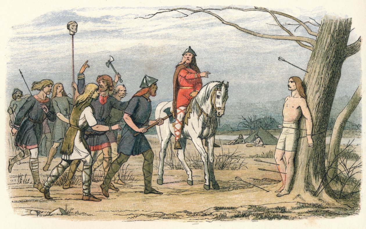 Edmundot, Kelet-Anglia királyát a dánok megölték, 1864. 9. század alkotó: James William Edmund Doyle