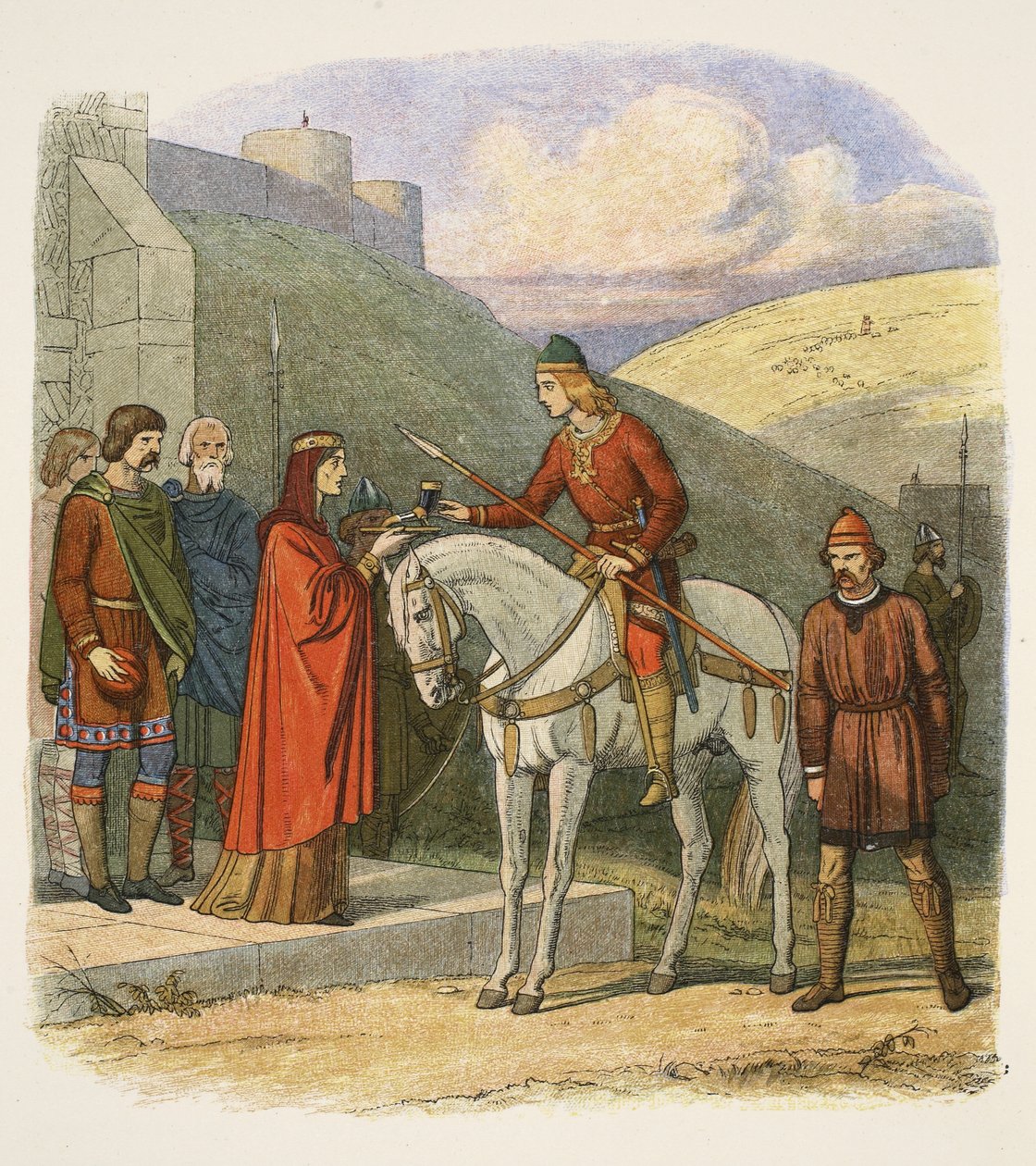 Edwardot Corfe-ban gyilkolták meg, 978. március 18-án, az A Chronicle of England BC 55-től AD 1485-ig, pub. London, 1863 alkotó: James William Edmund Doyle