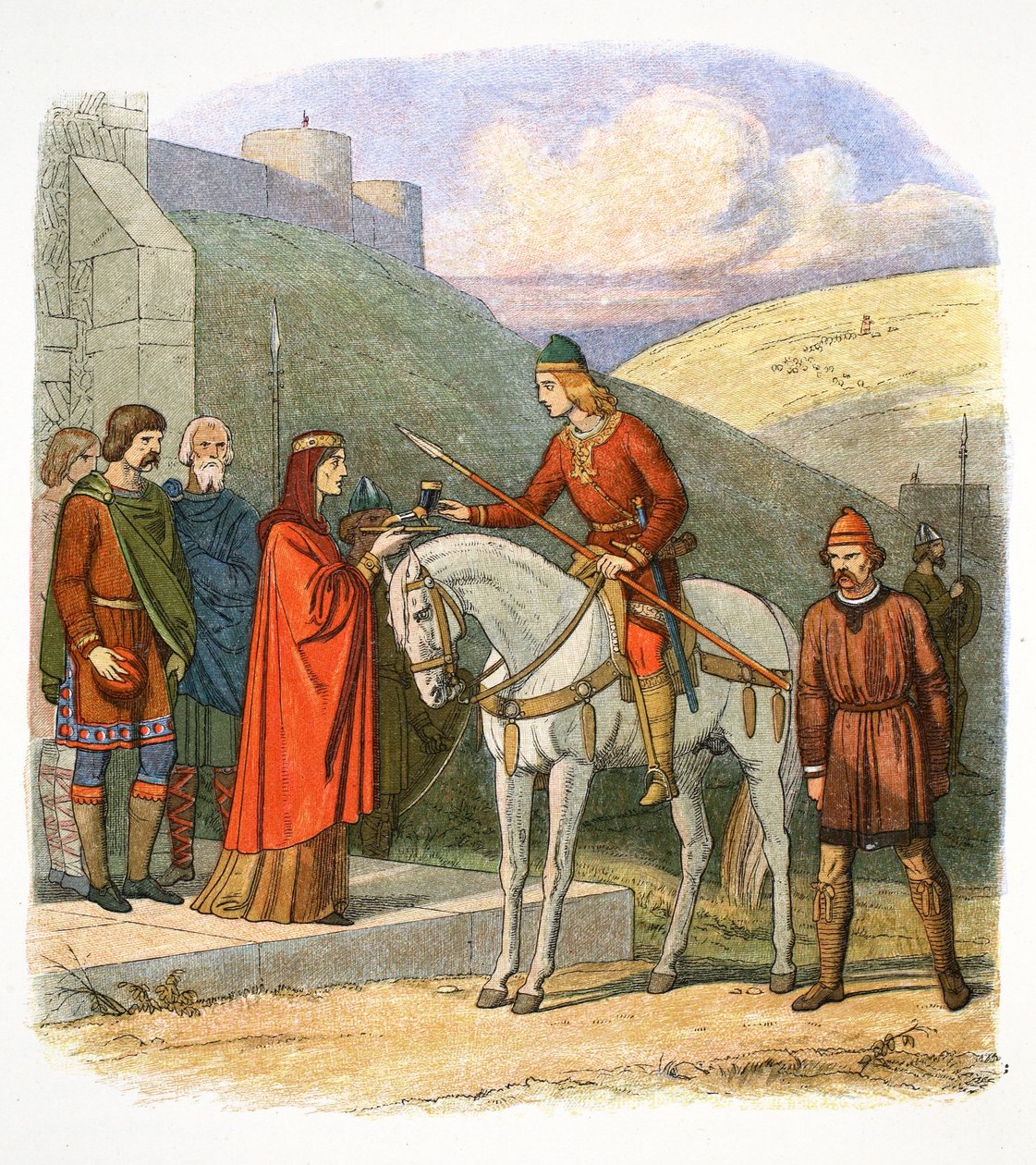 Edward, a mártír megérkezik Corfe-ba, Dorsetbe, 978 1864 alkotó: James William Edmund Doyle