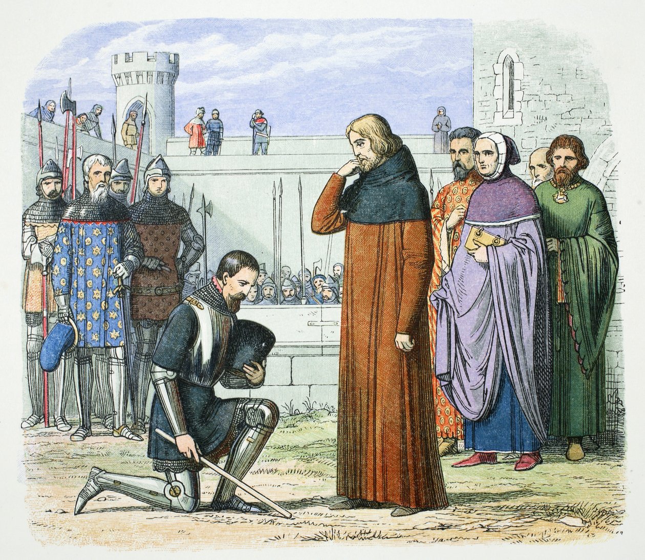 Henry Bolingbroke II. Richard trónját követeli, Flint, Wales, 1399, 1864. alkotó: James William Edmund Doyle