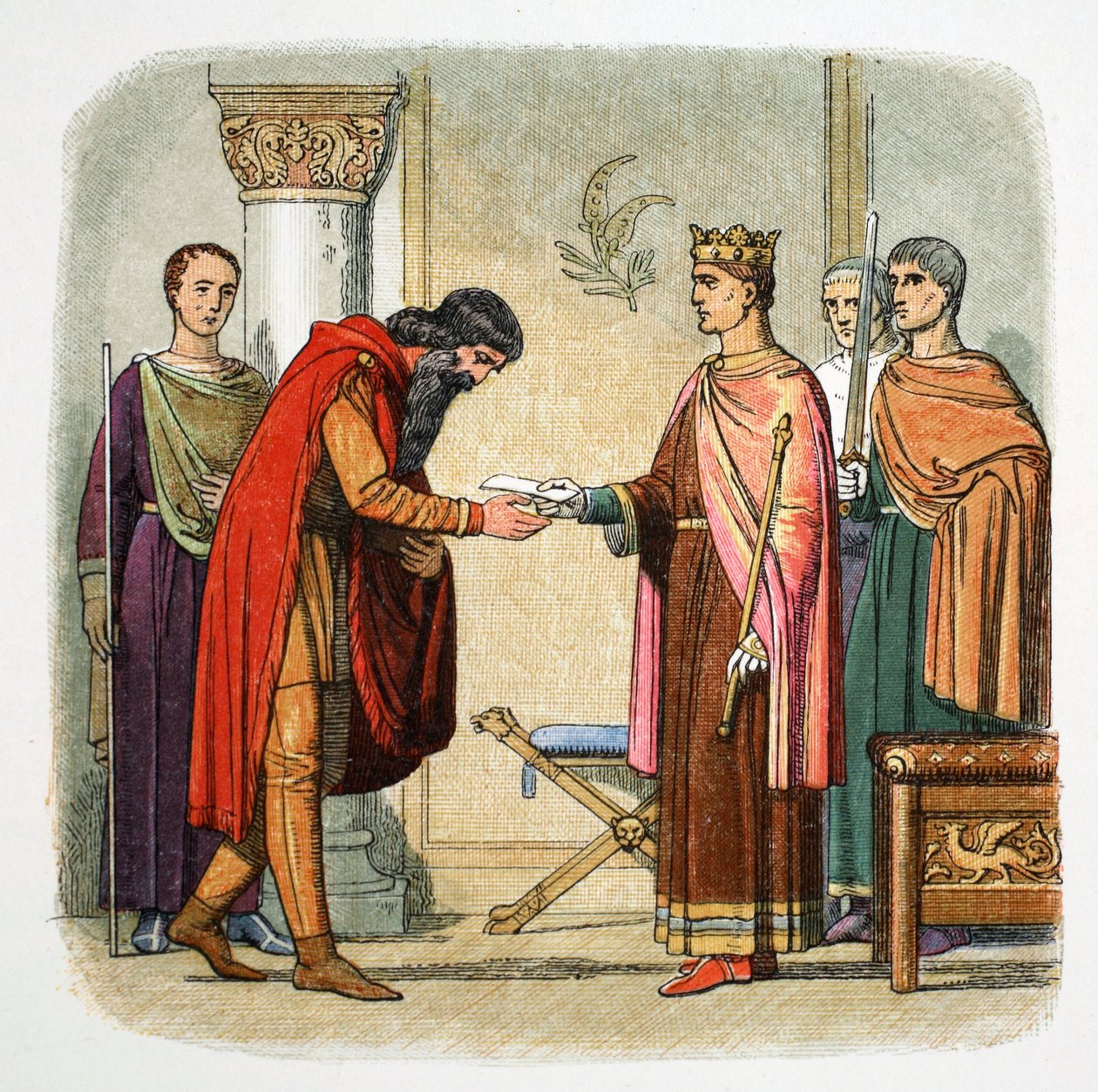 II. Henrik angol felhatalmazza Dermot MacMorrough-t, hogy haderőt szedjen ki, 1170 1864 alkotó: James William Edmund Doyle