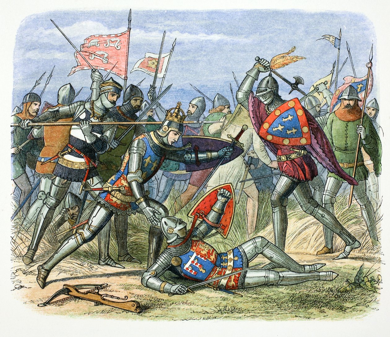 V. angol Henriket Alencon hercege megtámadta az agincourti csatában, 1415, 1864 alkotó: James William Edmund Doyle