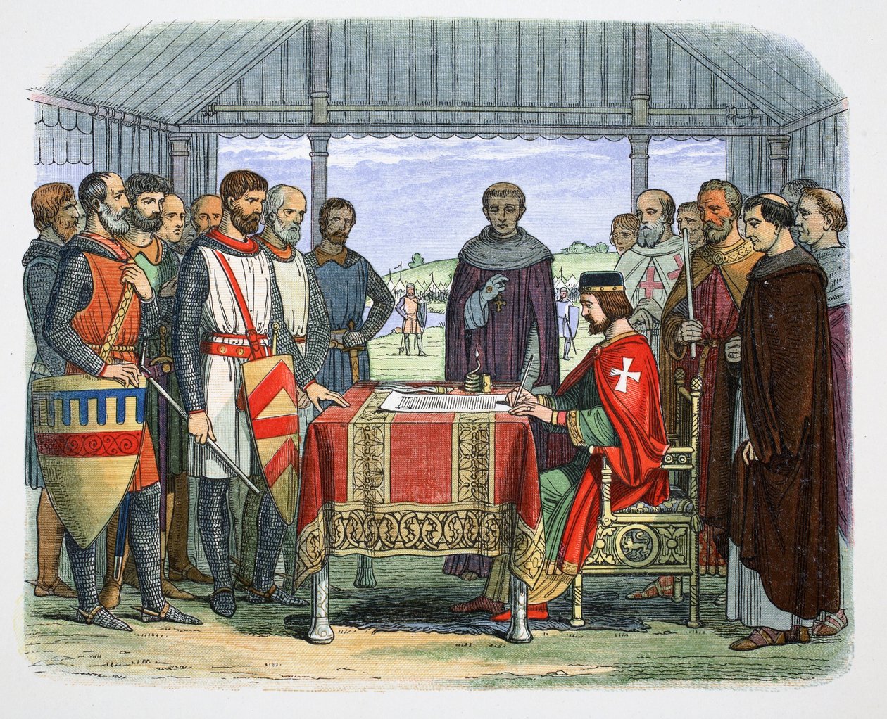 János király aláírja a Nagy Chartát, Runnymede, Surrey, 1215 1864. alkotó: James William Edmund Doyle
