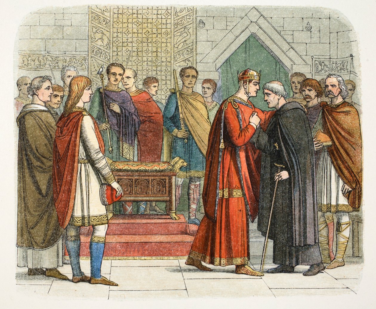 I. Vilmos király udvart fizet az angol vezetőknek, c1066 1864 alkotó: James William Edmund Doyle
