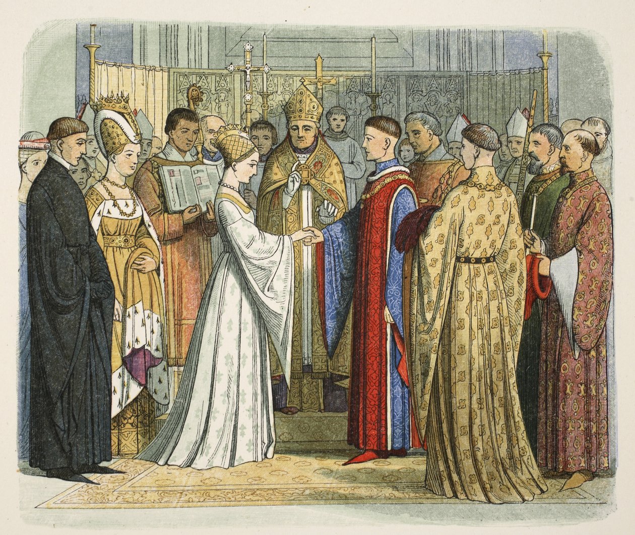 V. Henrik és a francia Katalin házassága, 1420. június 2., A Chronicle of England Kr.e. 55-től Kr. u. 1485-ig, pub. London, 1863 alkotó: James William Edmund Doyle