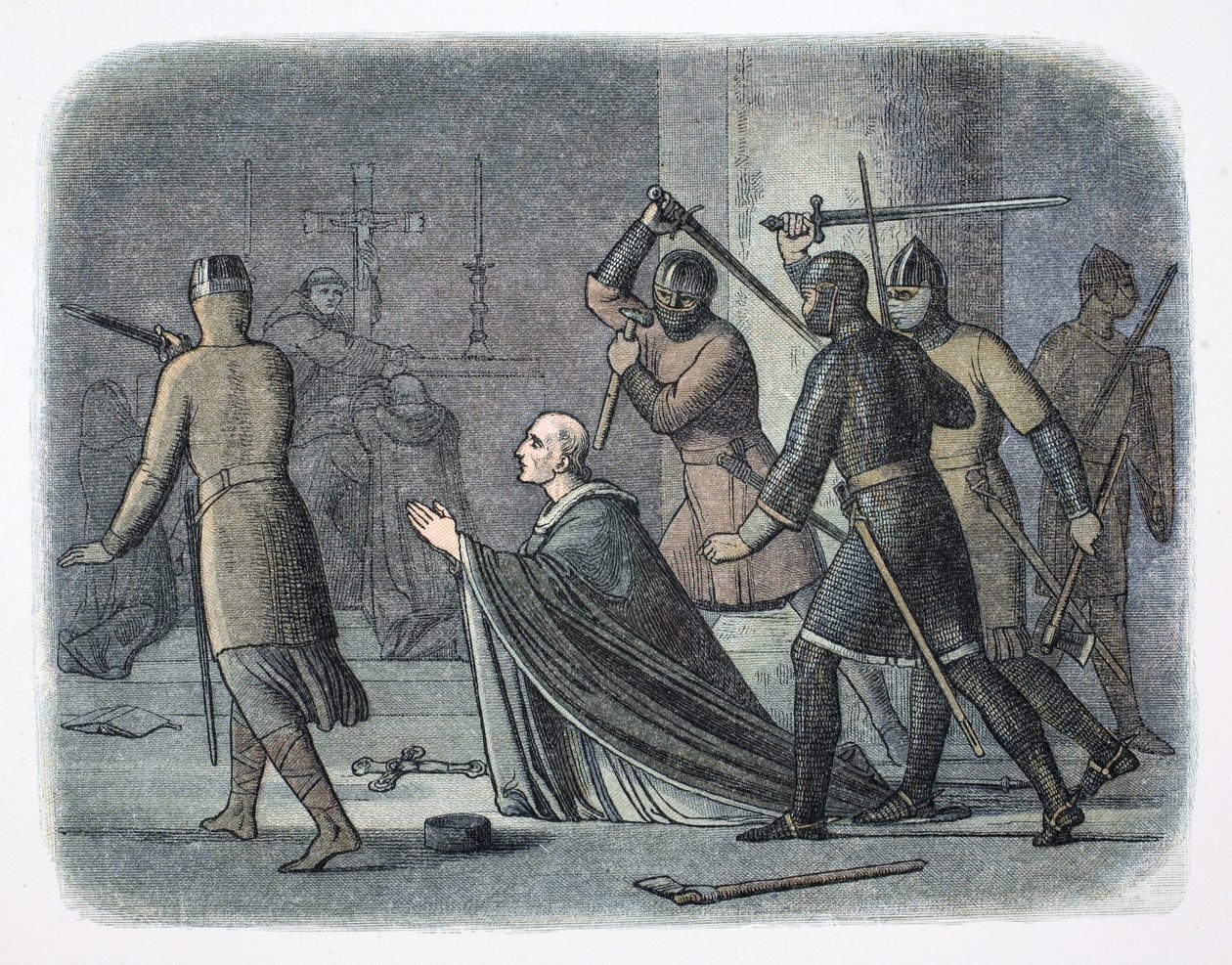 Thomas Becket meggyilkolása, Canterbury Cathedral, Kent, 1170 1864. alkotó: James William Edmund Doyle