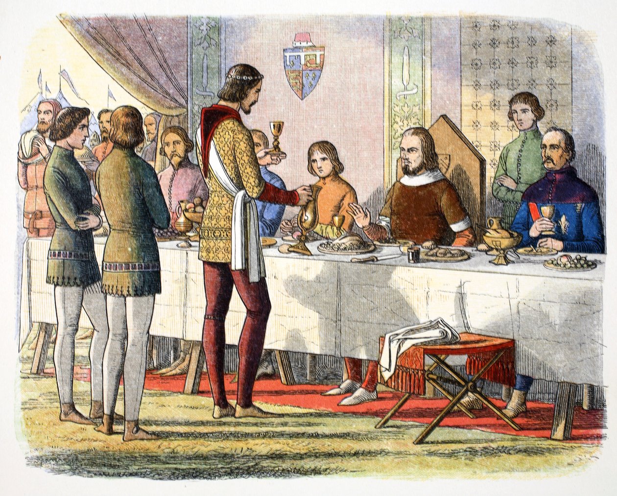 Edward herceg asztalnál szolgálja fel Artois Jánost, miután legyőzte őt Poitiers-ben, 1356 1864 alkotó: James William Edmund Doyle